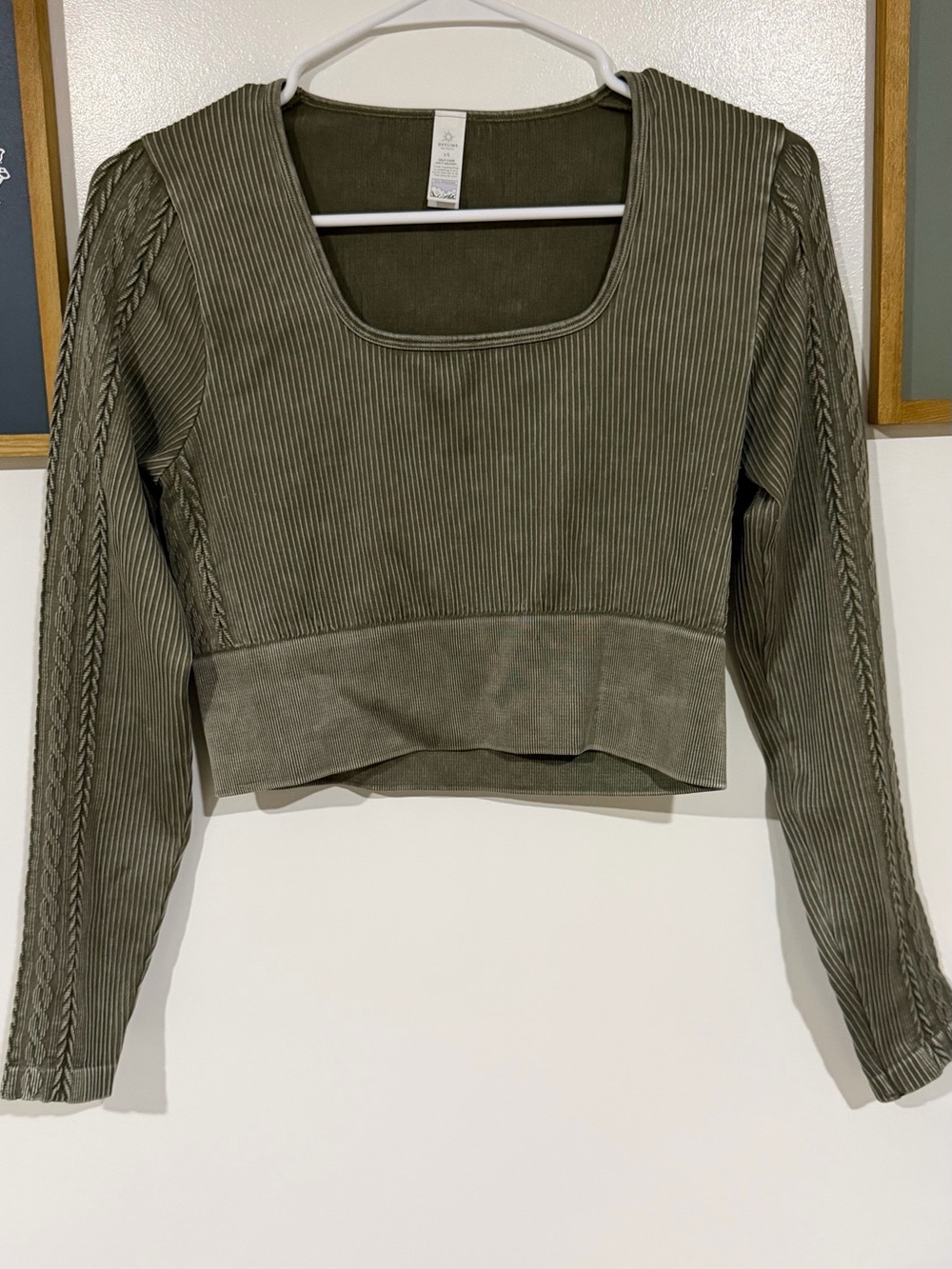 aerie Olive Ribbed Square-Neck Crop Top